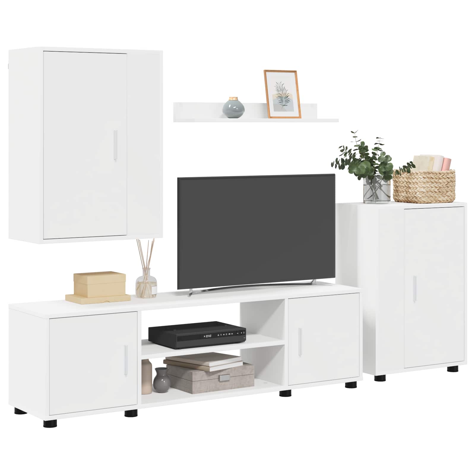 Set TV komoda Zidne 4 pcs Bijelo Konstruirano drvo