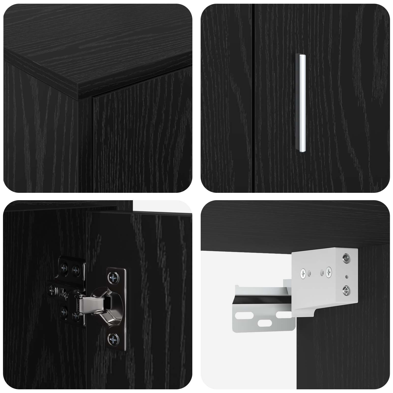 Set TV komoda Zidne 4 pcs Crni hrast Konstruirano drvo