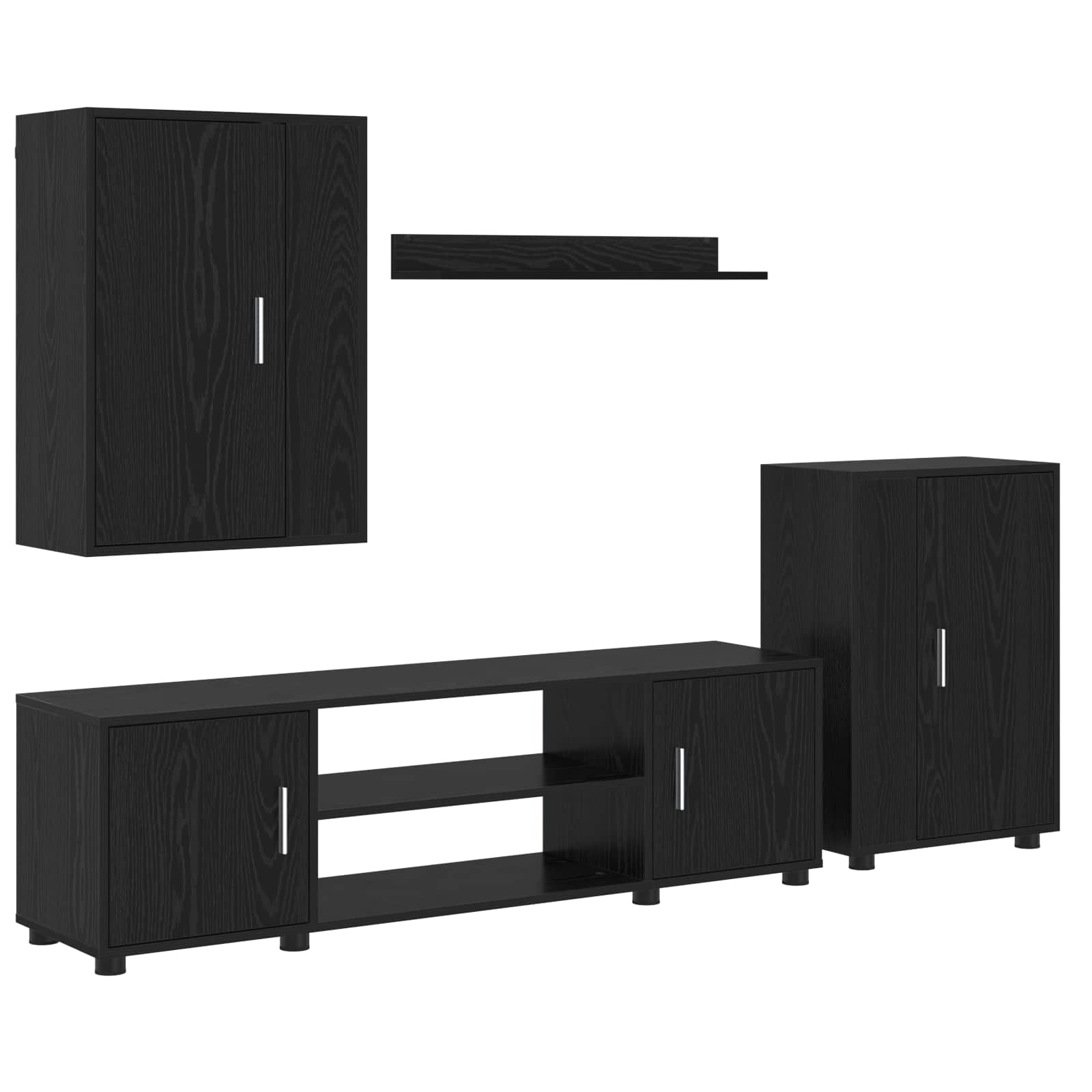 Set TV komoda Zidne 4 pcs Crni hrast Konstruirano drvo