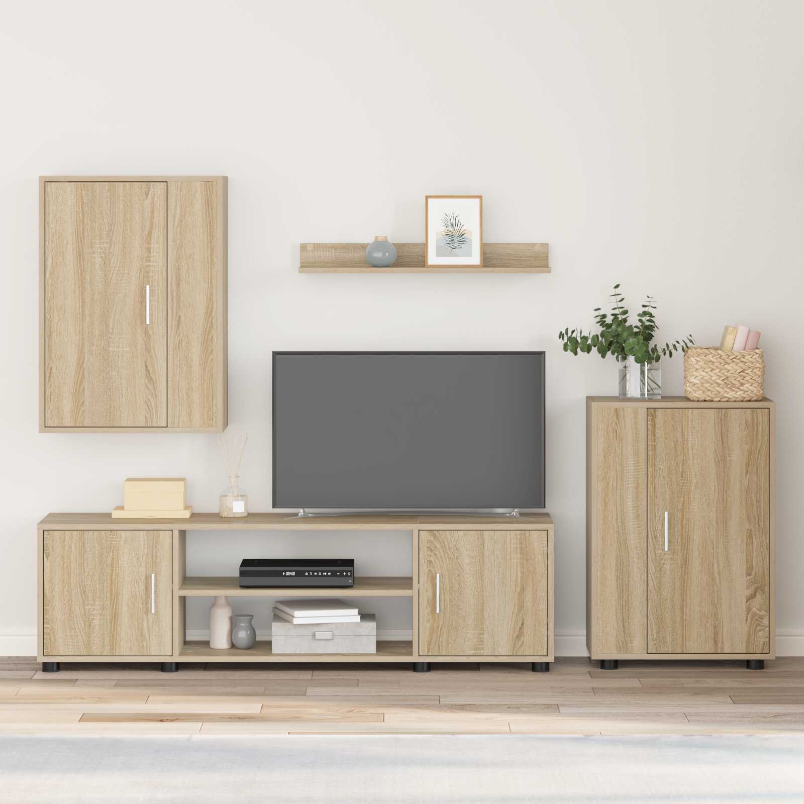 Set TV komoda Zidne 4 pcs Sonoma hrast Konstruirano drvo