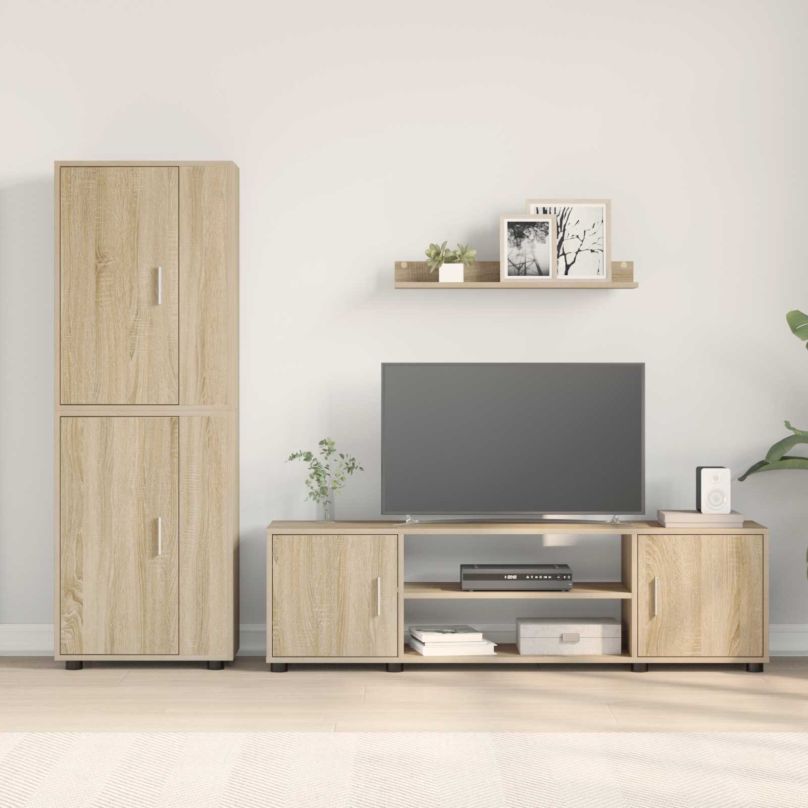 Set TV komoda Zidne 4 pcs Sonoma hrast Konstruirano drvo