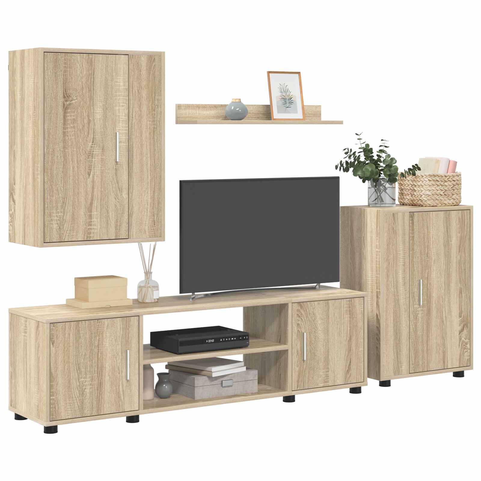 Set TV komoda Zidne 4 pcs Sonoma hrast Konstruirano drvo
