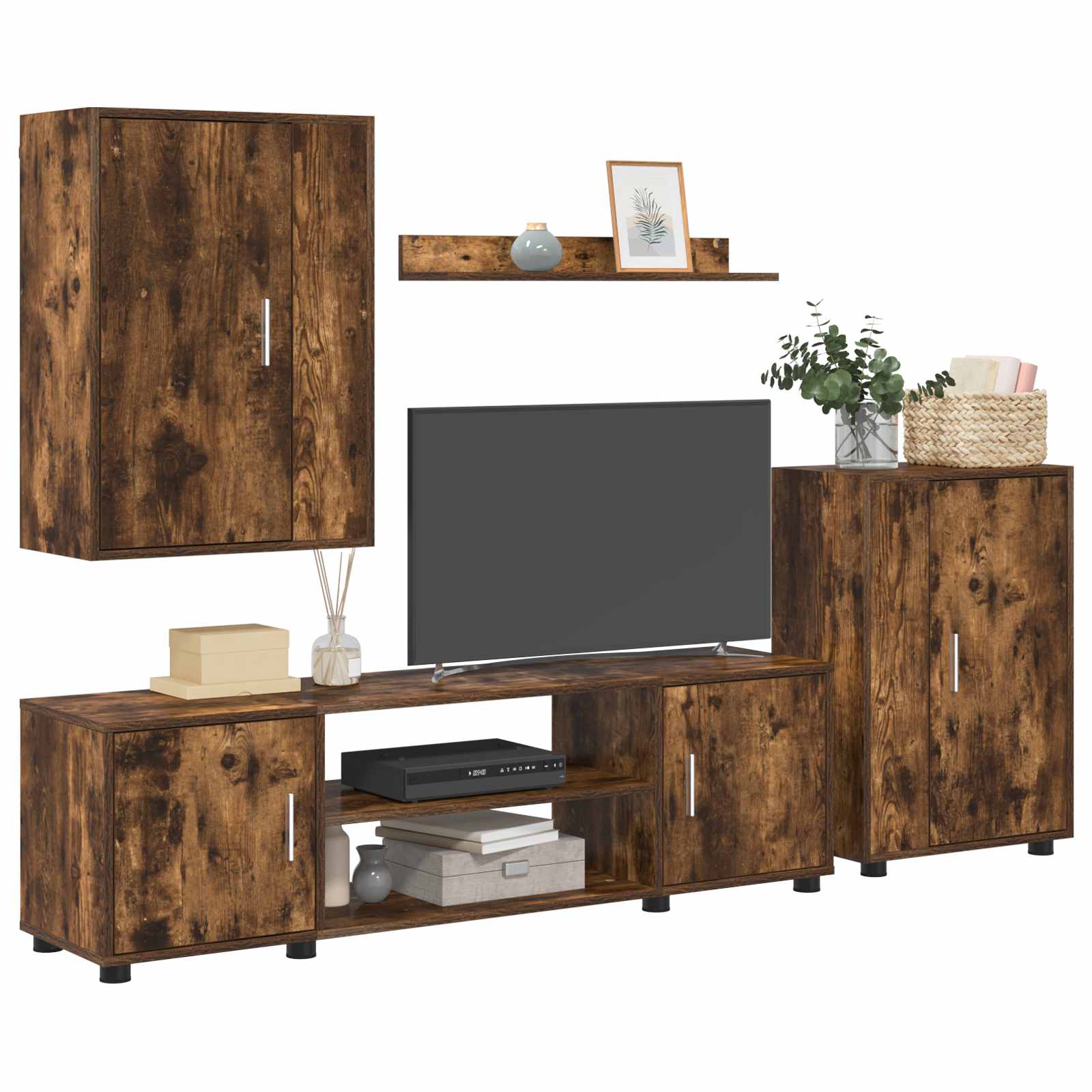 Set TV komoda Zidne 4 pcs Dimljeni hrast Konstruirano drvo