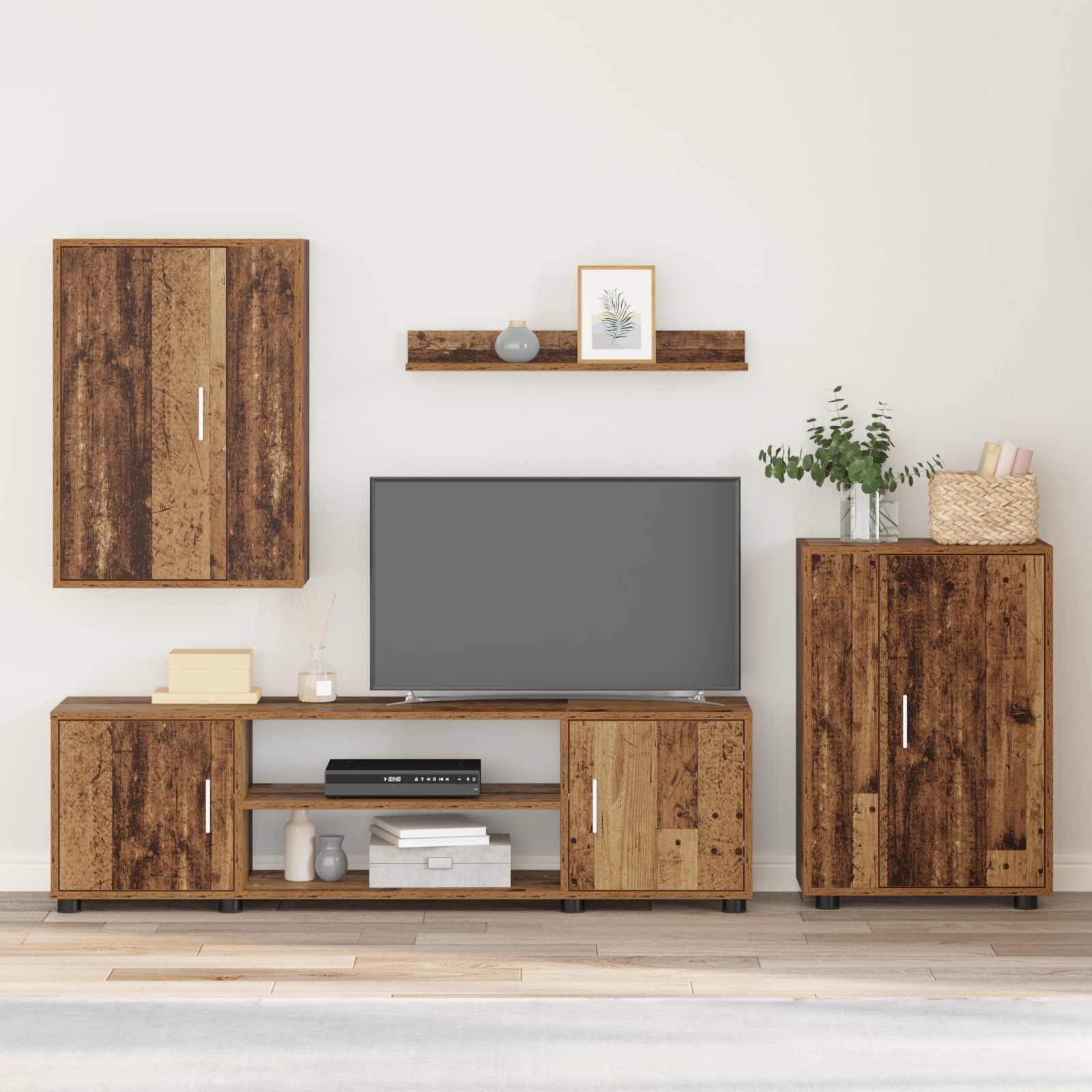 Set TV komoda Zidne 4 pcs Staro drvo Konstruirano drvo