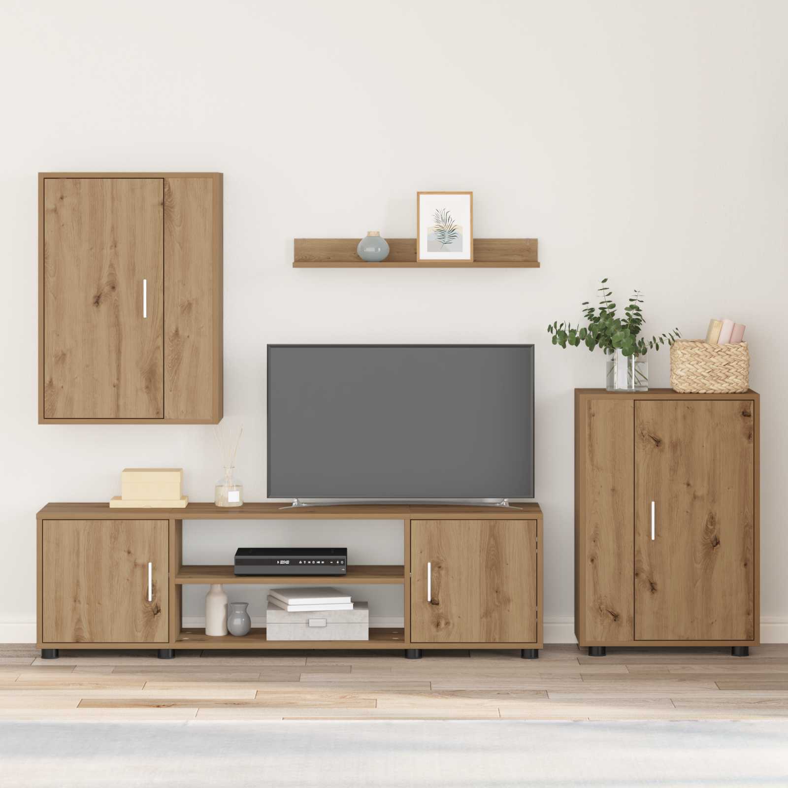 Set TV komoda Zidne 4 pcs Umjetnički hrast Konstruirano drvo