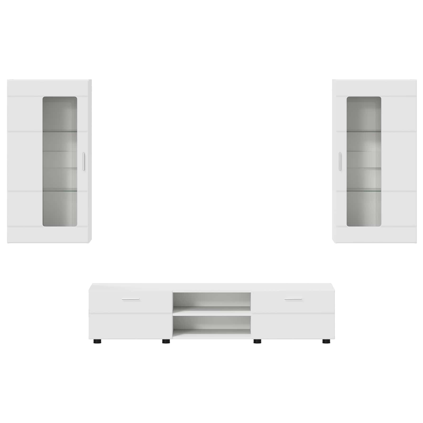 Set TV komoda s ladicama FLORIN 3 pcs Bijelo Konstruirano drvo