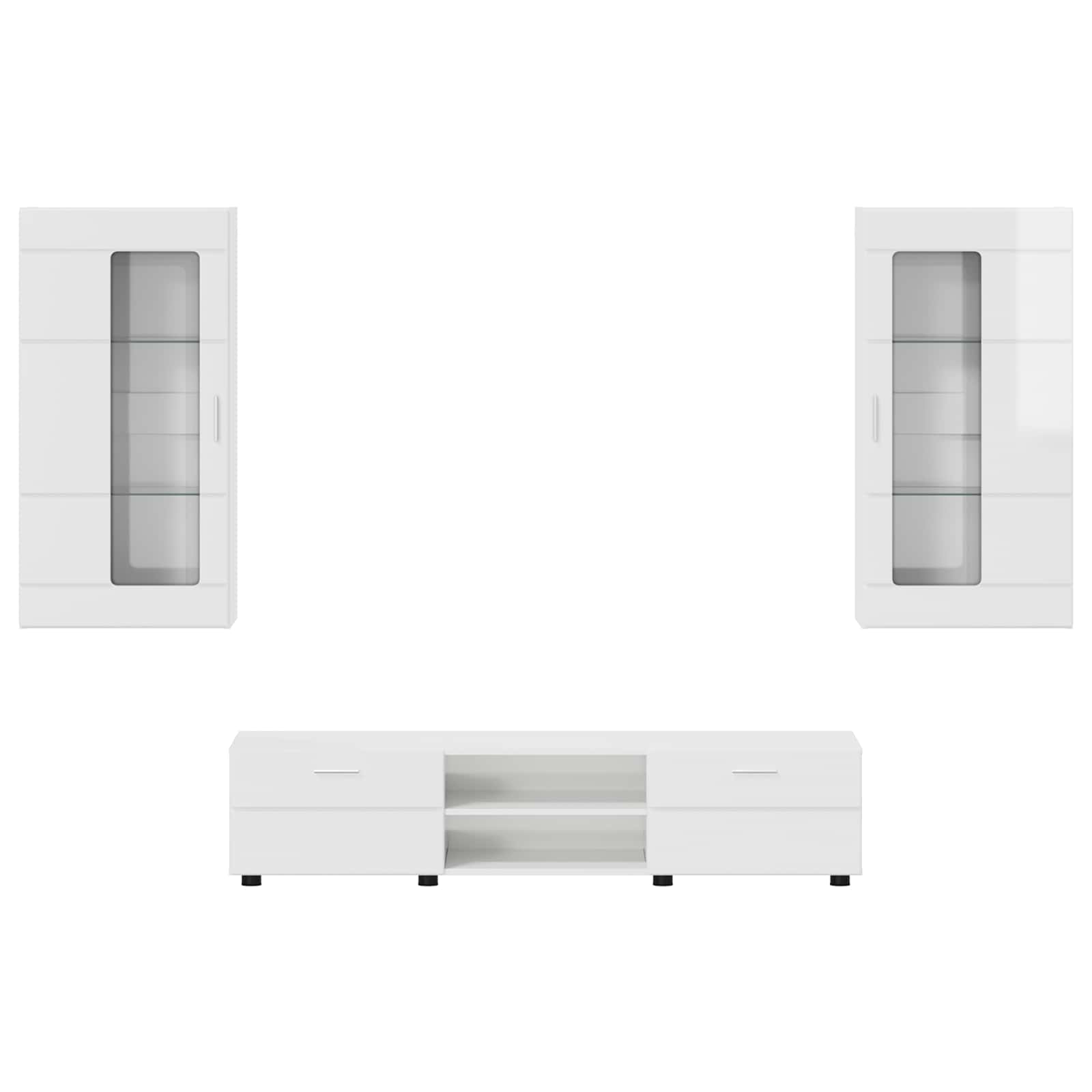 Set TV komoda FLORIN 3 pcs Visoki sjaj bijela Konstruirano drvo