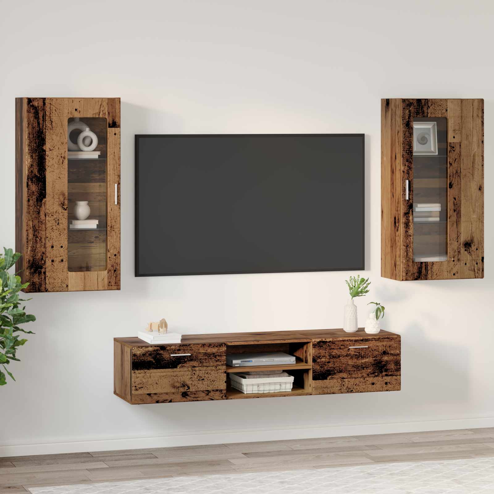 Set TV komoda Zidne FLORIN 3 pcs Staro drvo Konstruirano drvo