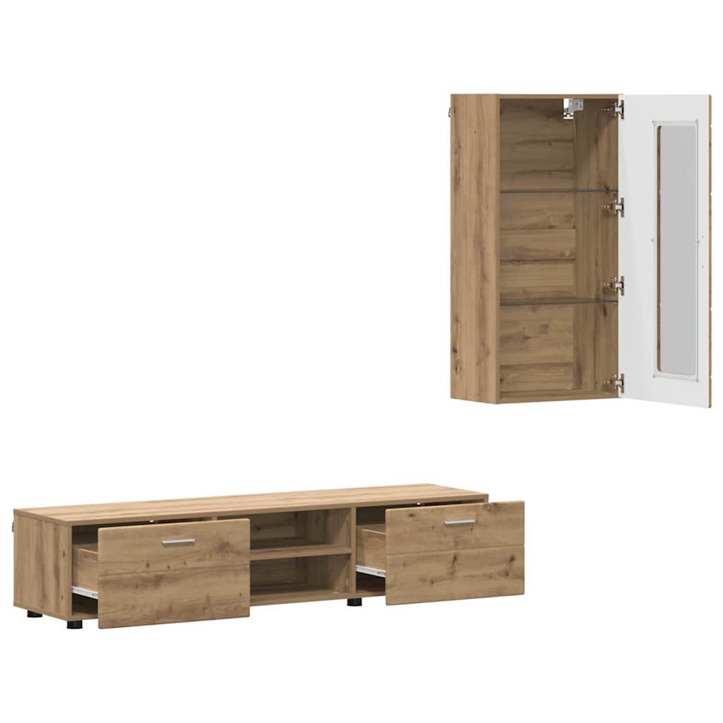 Set TV komoda FLORIN 3 pcs Umjetnički hrast Konstruirano drvo