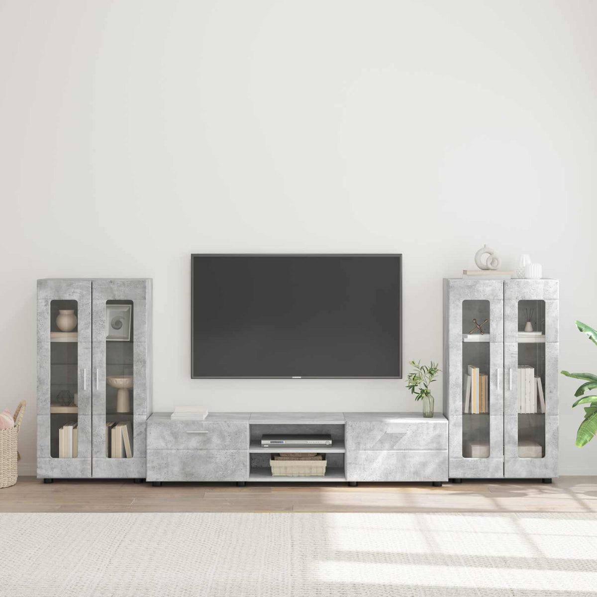 Set TV komoda FLORIN 3 kom. Betonski sivi Konstruirano drvo