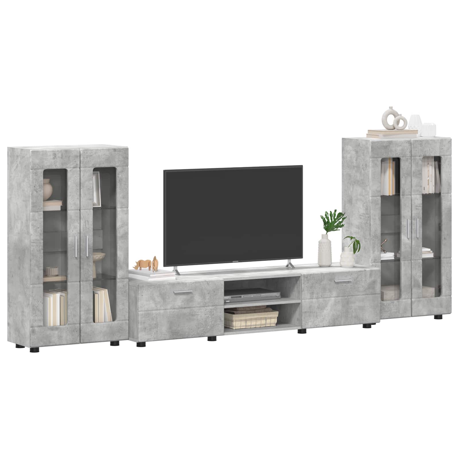 Set TV komoda FLORIN 3 pcs Betonski sivi Konstruirano drvo