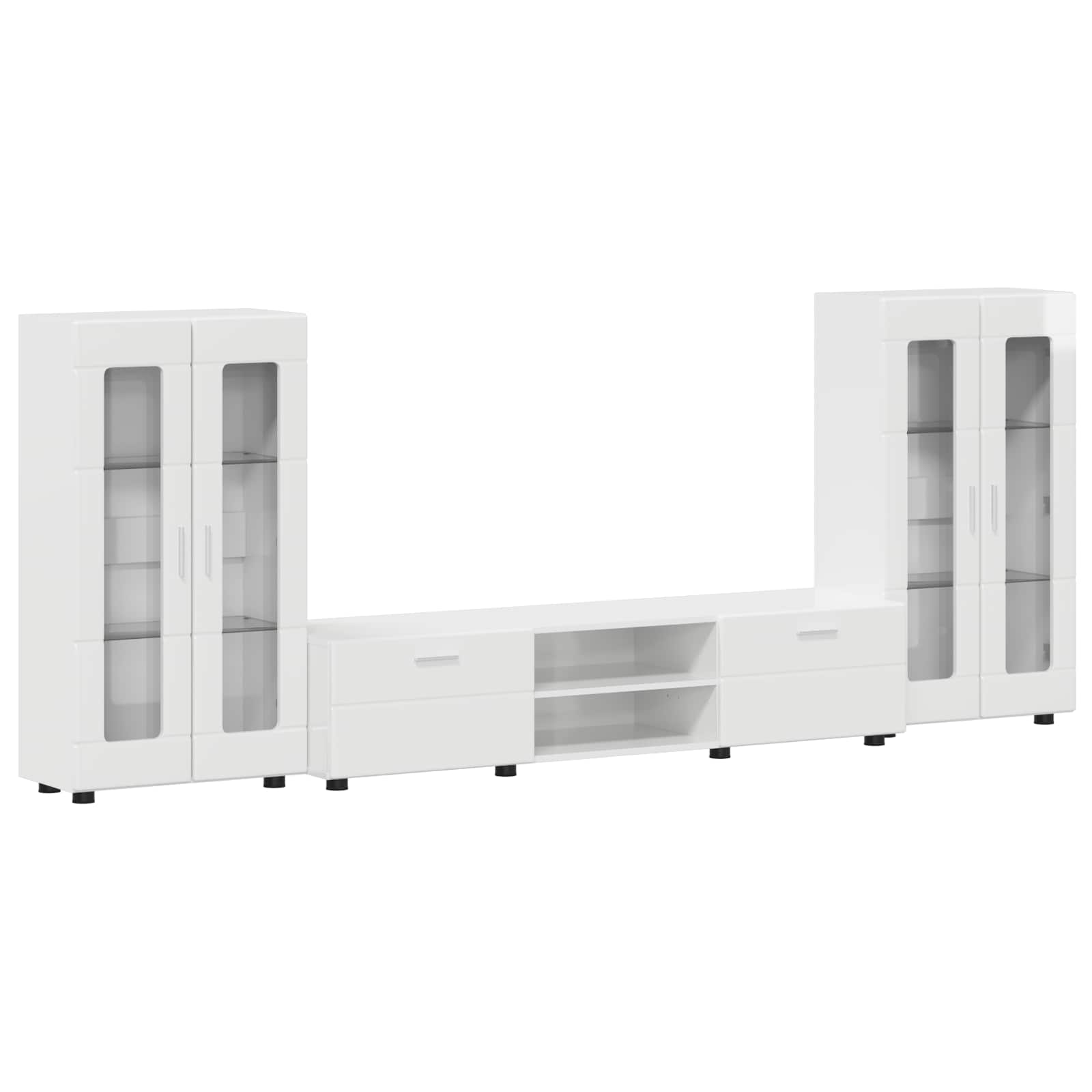 Set TV komoda FLORIN 3 pcs Visoki sjaj bijela Konstruirano drvo
