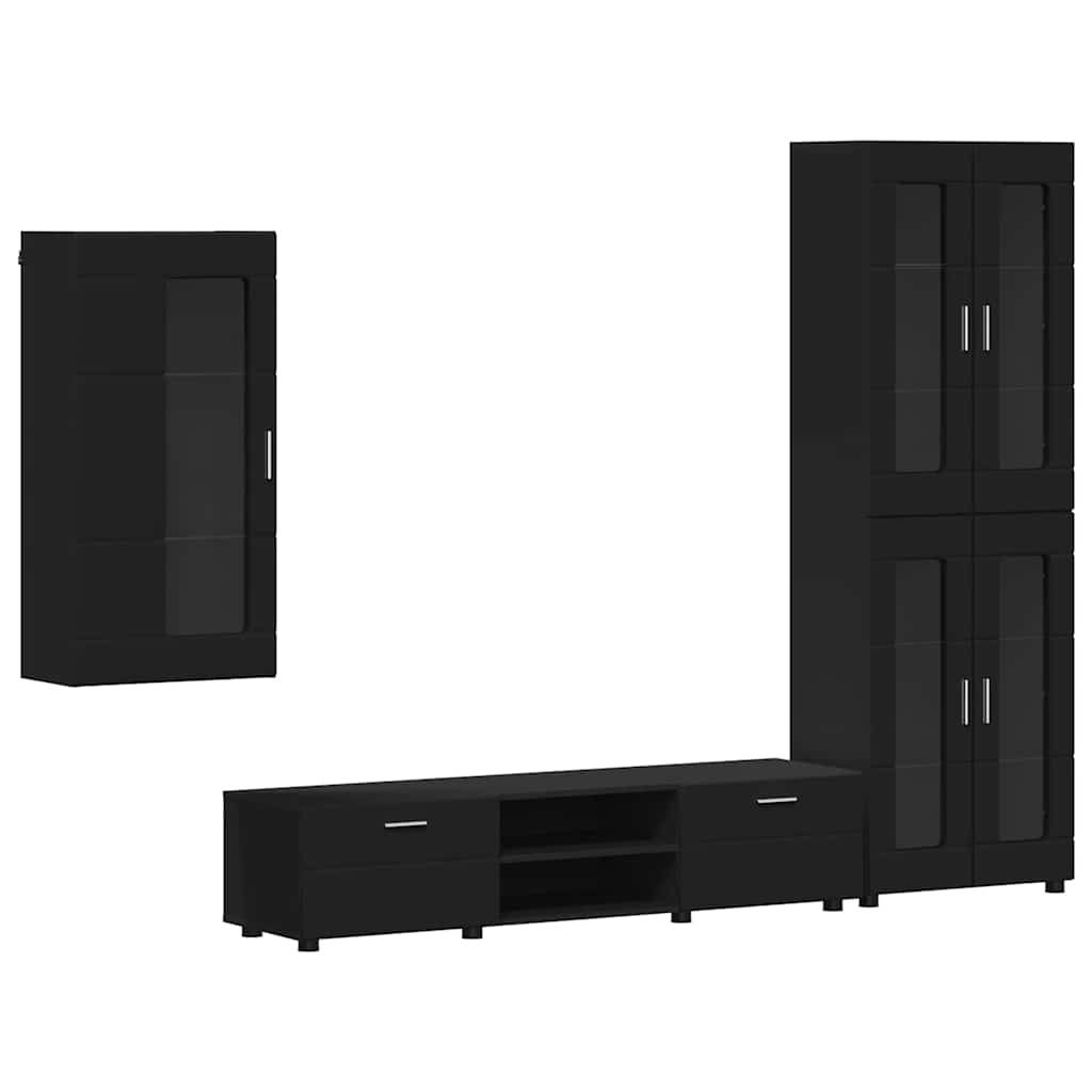 Set TV komoda FLORIN 3 kom. Crna Konstruirano drvo