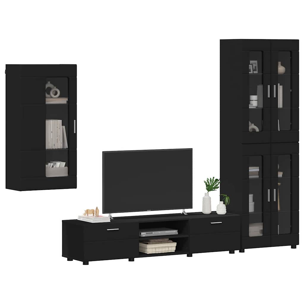 Set TV komoda FLORIN 3 kom. Crna Konstruirano drvo