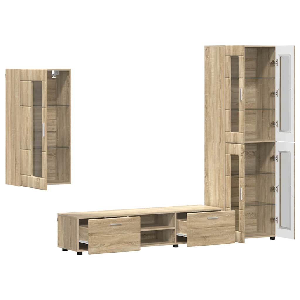 Set TV komoda Zidne FLORIN 3 pcs Sonoma hrast Konstruirano drvo