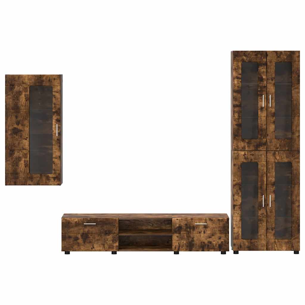 Set TV komoda FLORIN 3 pcs Dimljeni hrast Konstruirano drvo