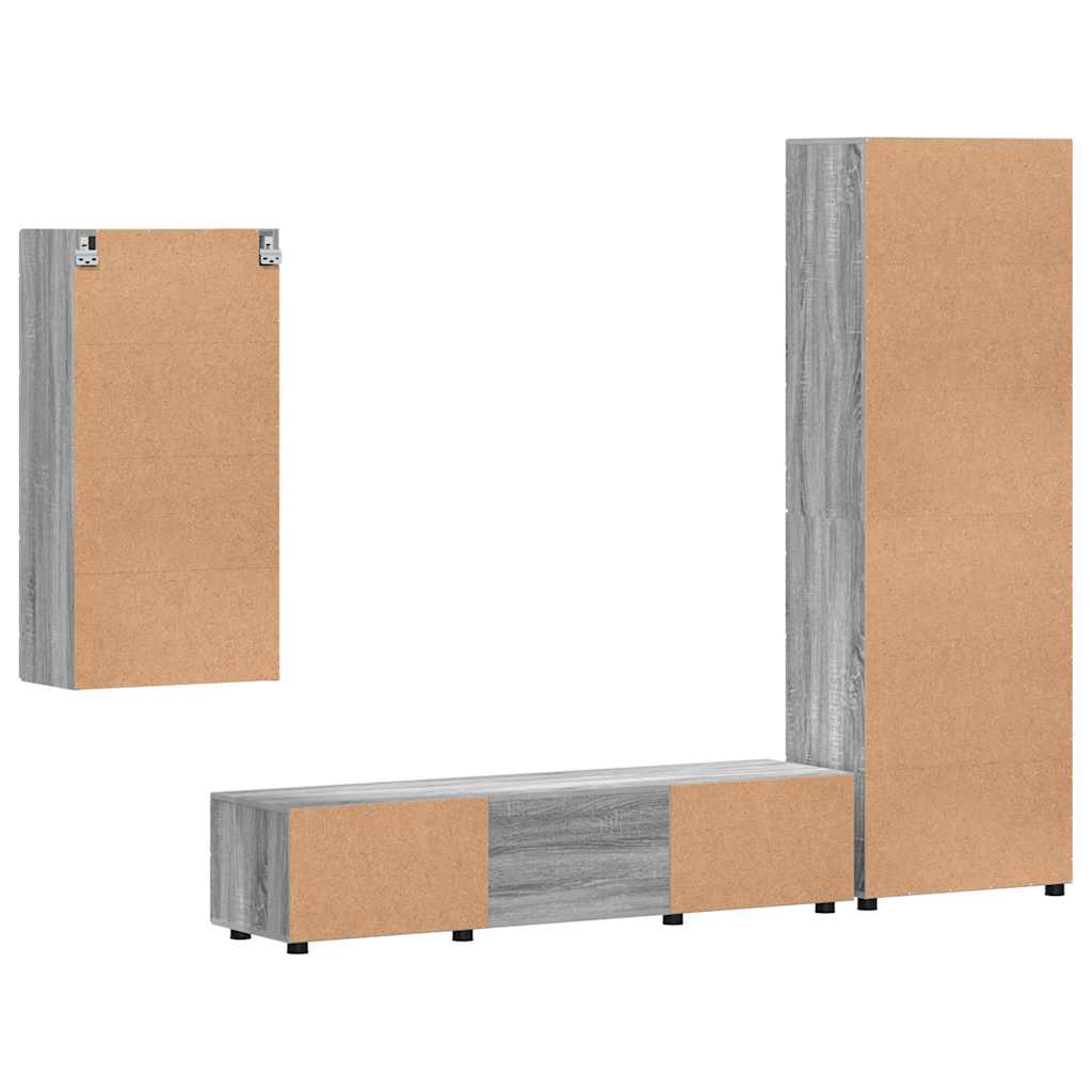 Set TV komoda Zidne FLORIN 3 pcs Siva Sonoma Konstruirano drvo