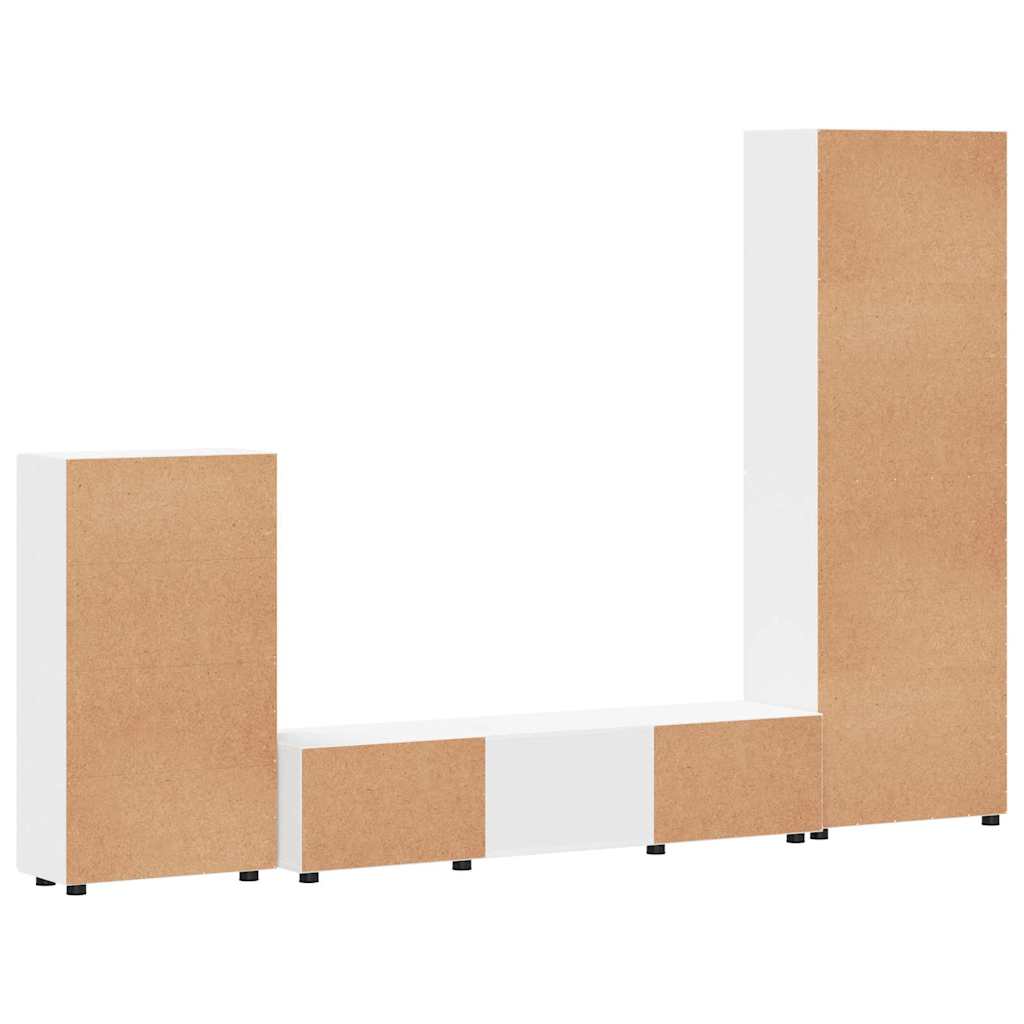 Set TV komoda s ladicama FLORIN 3 pcs Bijelo Konstruirano drvo