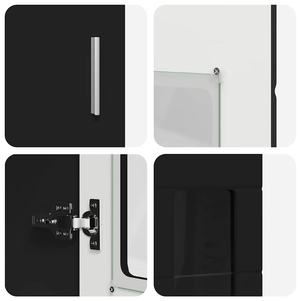Set TV komoda s ladicama FLORIN 3 pcs Crna Konstruirano drvo