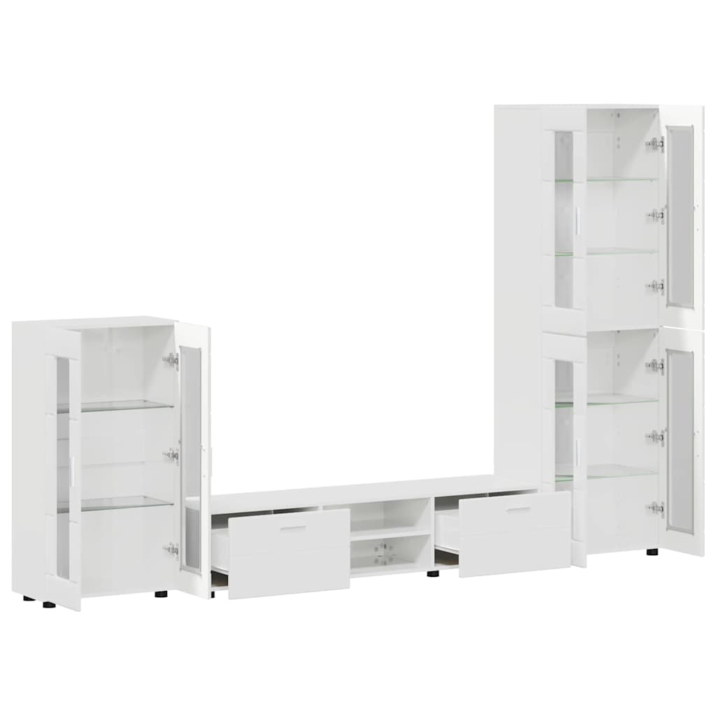 Set TV komoda FLORIN 3 pcs Visoki sjaj bijela Konstruirano drvo