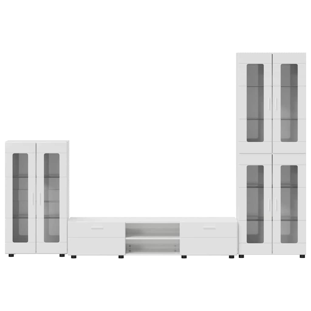 Set TV komoda FLORIN 3 pcs Visoki sjaj bijela Konstruirano drvo
