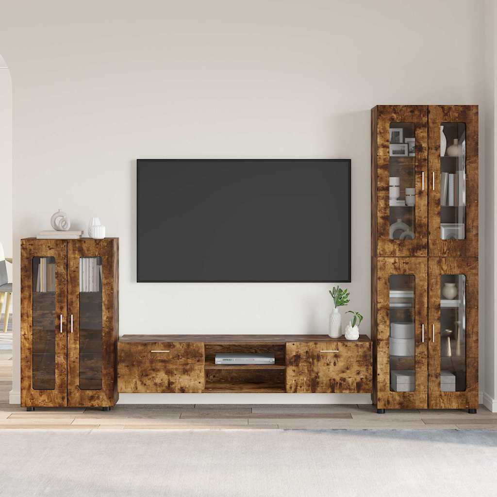 Set TV komoda FLORIN 3 pcs Dimljeni hrast Konstruirano drvo