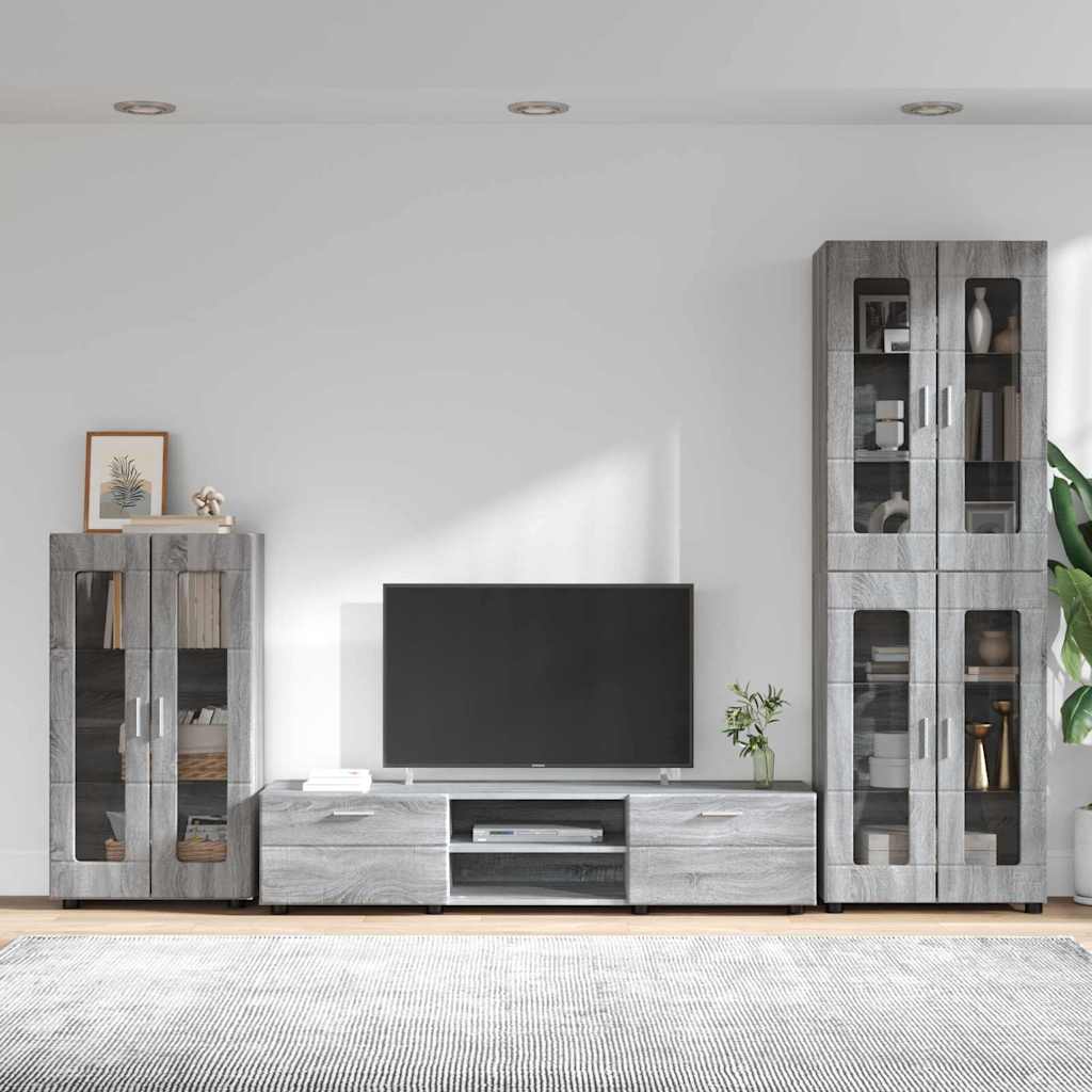 Set TV komoda FLORIN 3 pcs Siva Sonoma Konstruirano drvo