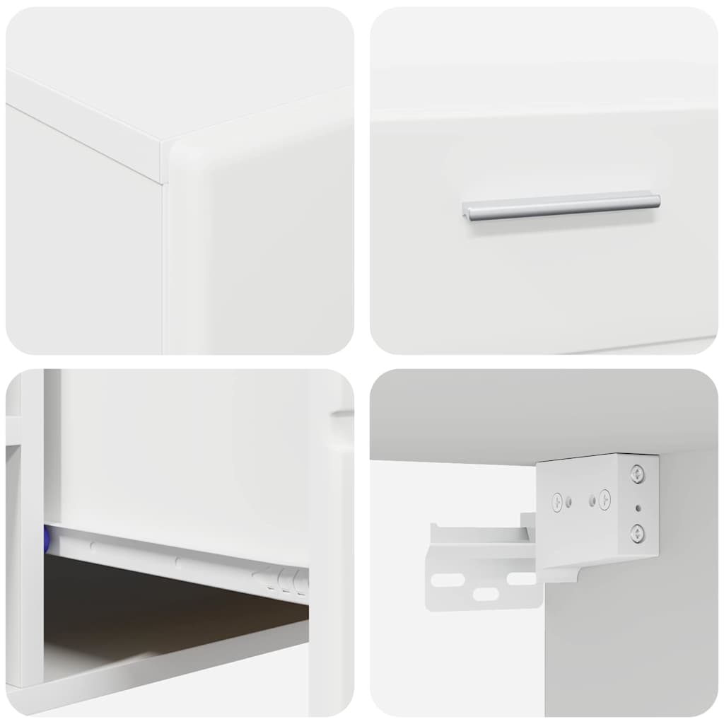 Set TV komoda s ladicama FLORIN 3 pcs Bijelo Konstruirano drvo