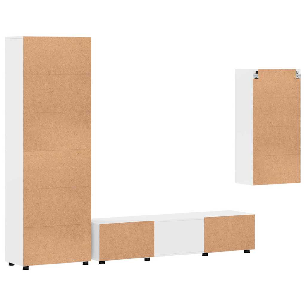Set TV komoda FLORIN 3 pcs Visoki sjaj bijela Konstruirano drvo