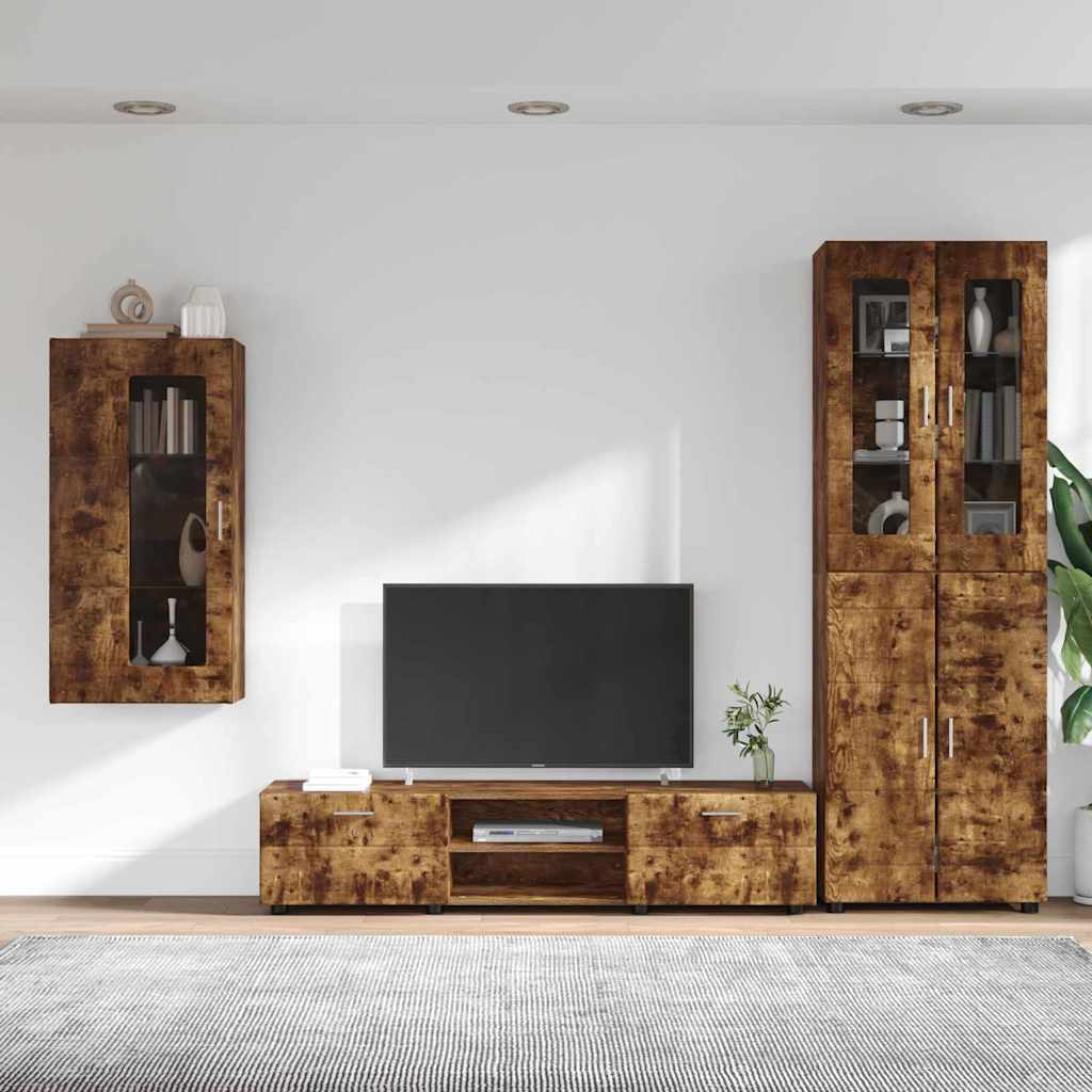 Set TV komoda FLORIN 3 pcs Dimljeni hrast Konstruirano drvo