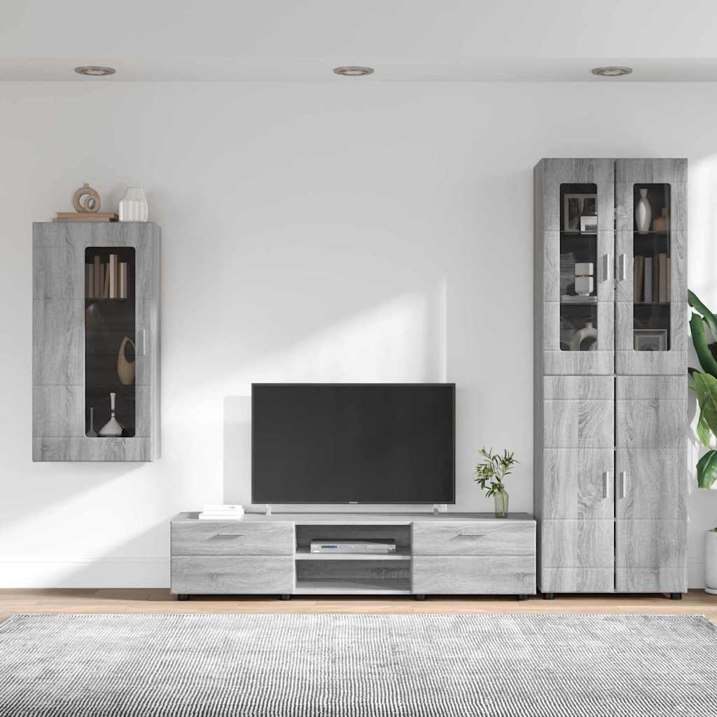Set TV komoda Zidne FLORIN 3 pcs Siva Sonoma Konstruirano drvo