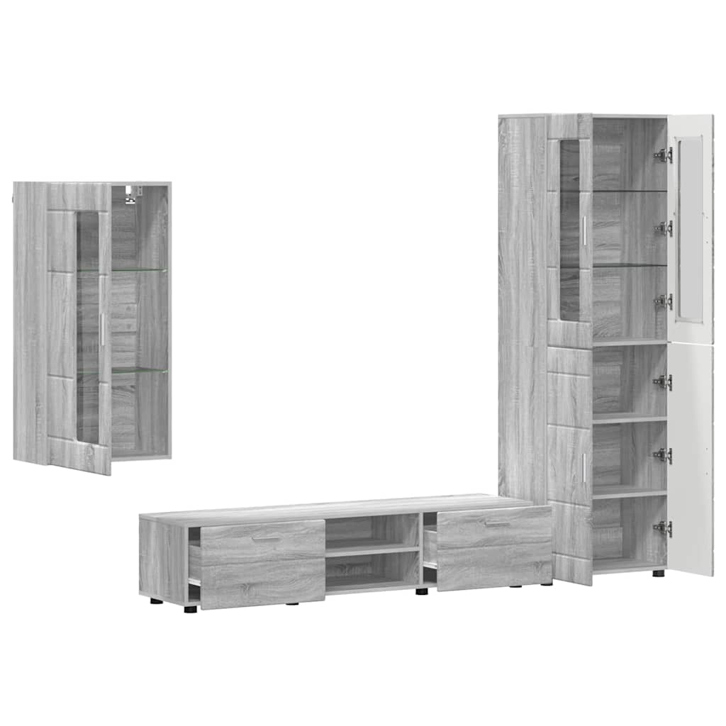 Set TV komoda Zidne FLORIN 3 pcs Siva Sonoma Konstruirano drvo