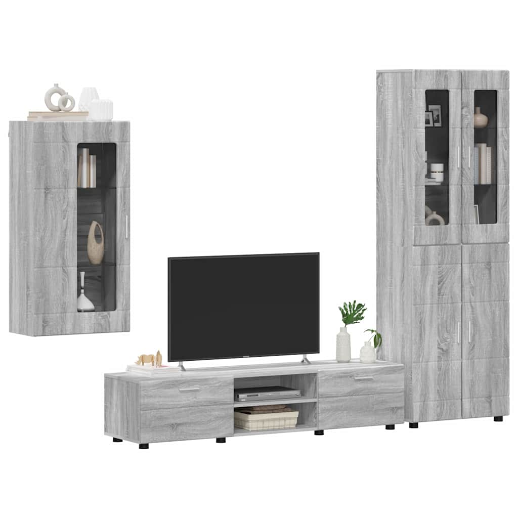 Set TV komoda Zidne FLORIN 3 pcs Siva Sonoma Konstruirano drvo