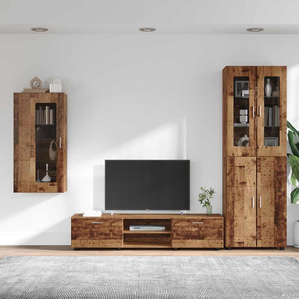 Set TV komoda Zidne FLORIN 3 pcs Staro drvo Konstruirano drvo