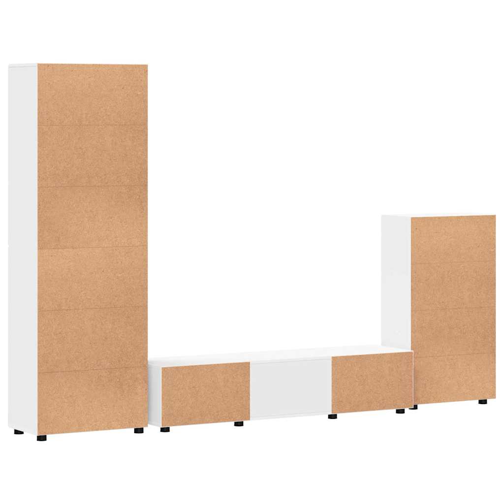 Set TV komoda s ladicama FLORIN 3 pcs Bijelo Konstruirano drvo