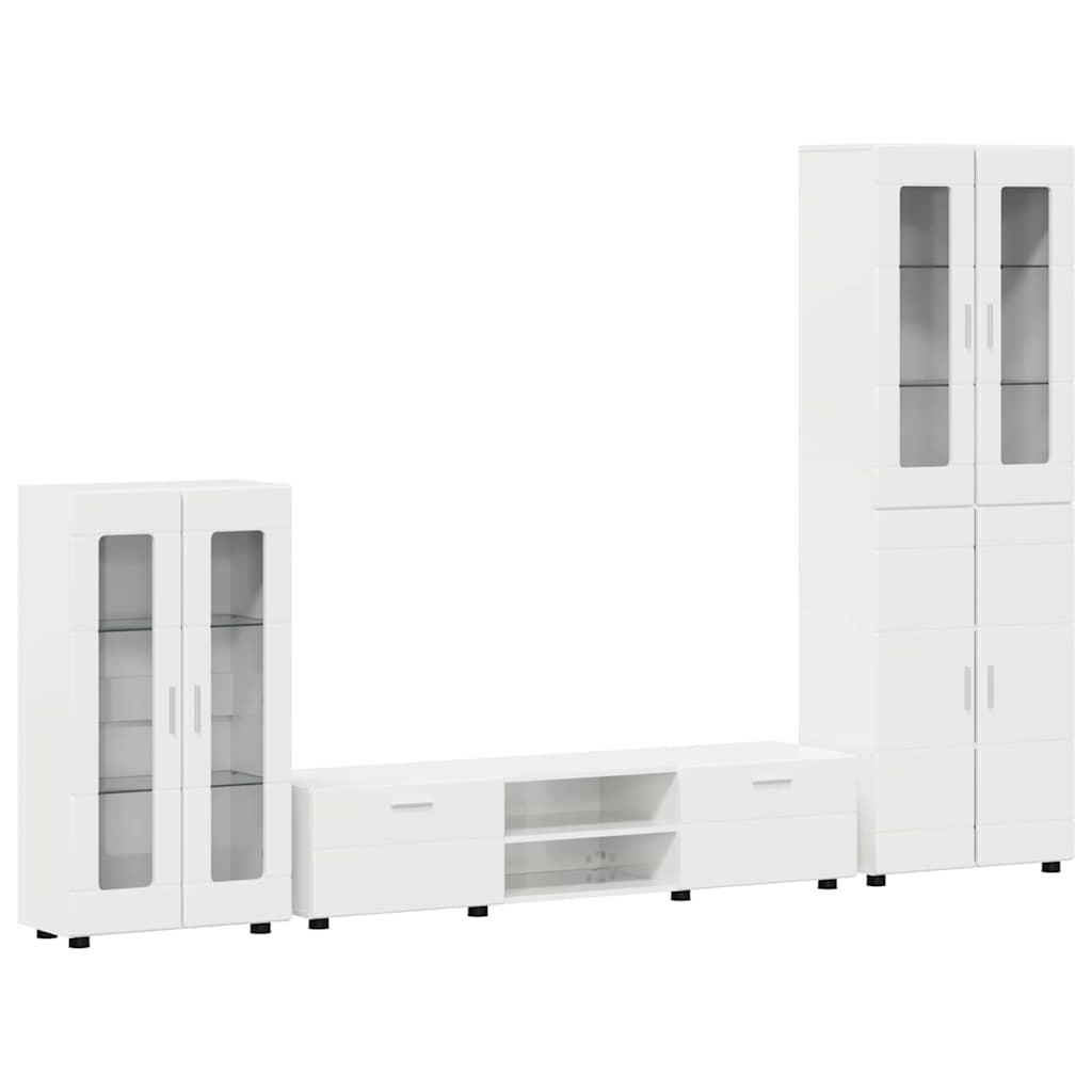 Set TV komoda FLORIN 3 pcs Visoki sjaj bijela Konstruirano drvo