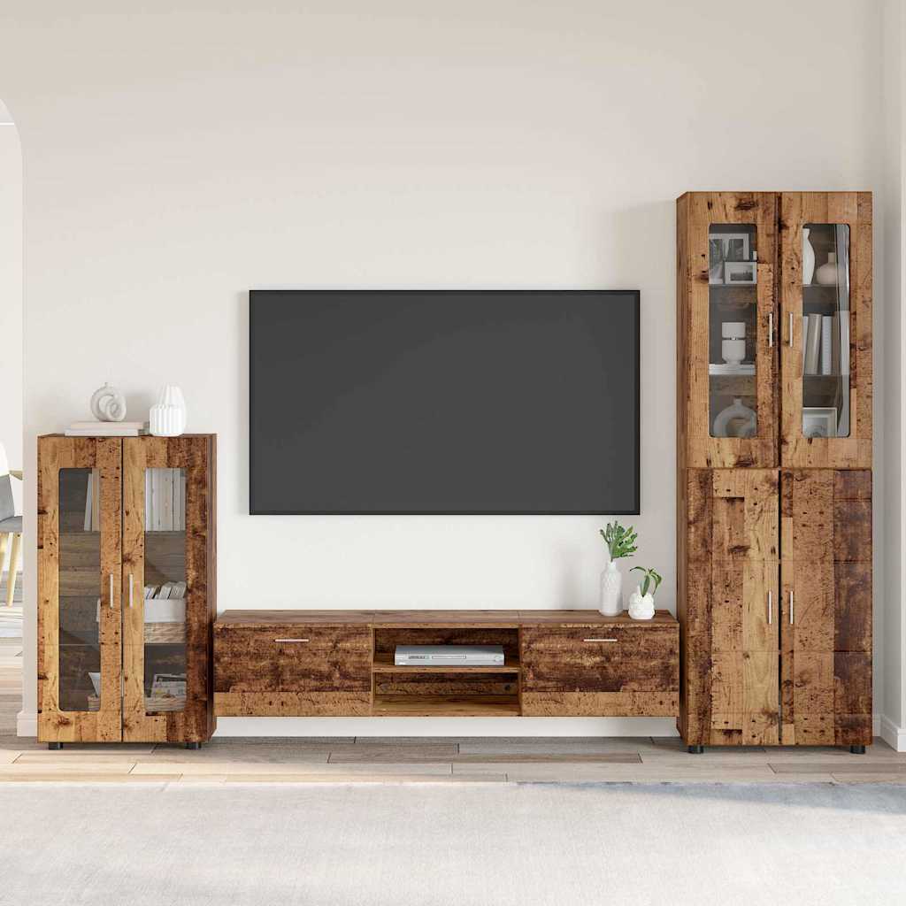 Set TV komoda FLORIN 3 pcs Staro drvo Konstruirano drvo