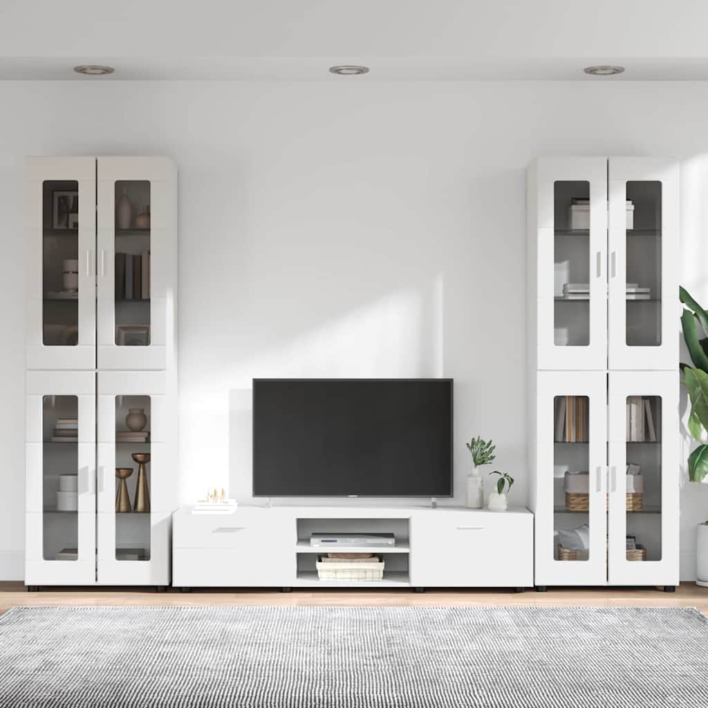 Set TV komoda s ladicama FLORIN 3 pcs Bijelo Konstruirano drvo