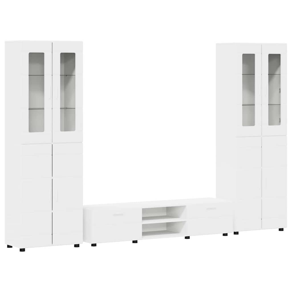 Set TV komoda s ladicama FLORIN 3 pcs Bijelo Konstruirano drvo