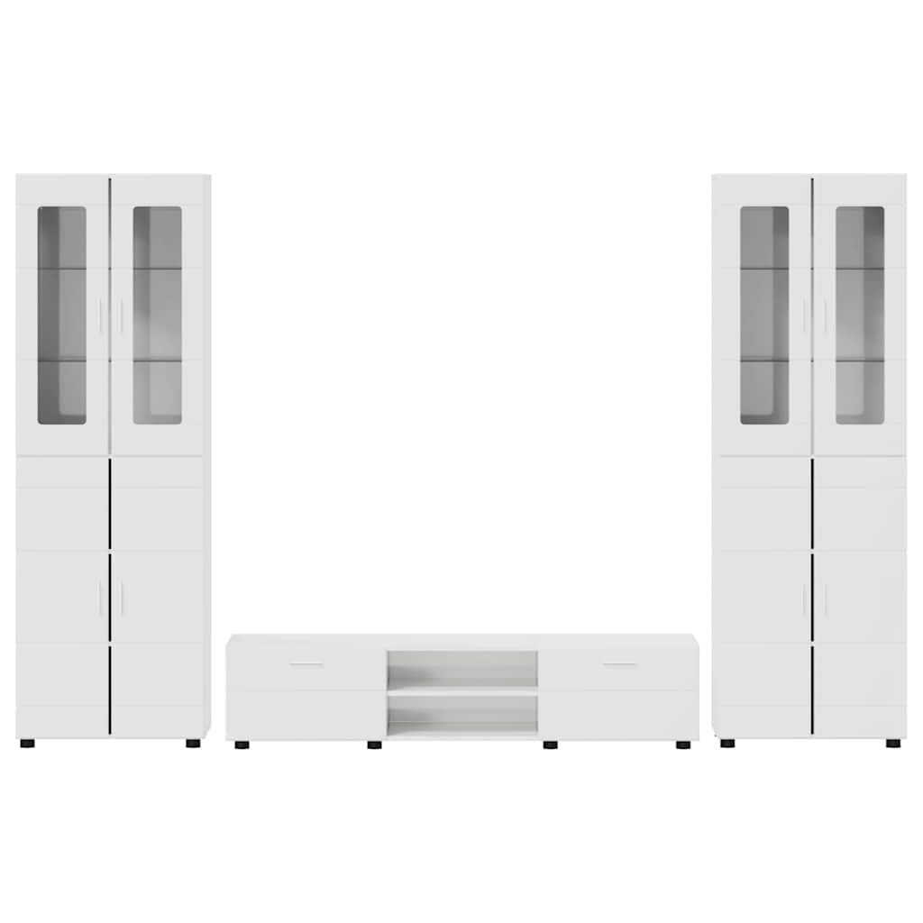 Set TV komoda FLORIN 3 pcs Visoki sjaj bijela Konstruirano drvo