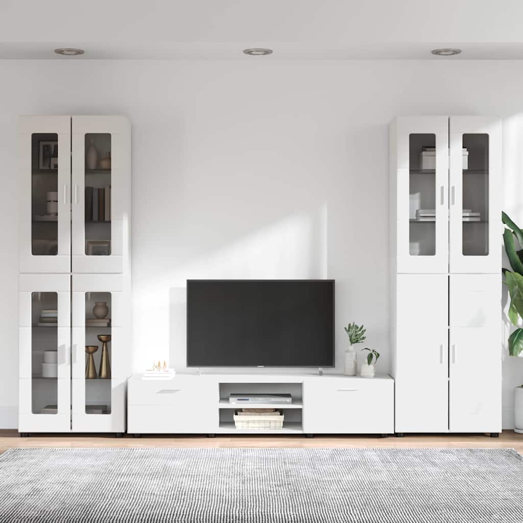 Set TV komoda s ladicama FLORIN 3 pcs Bijelo Konstruirano drvo
