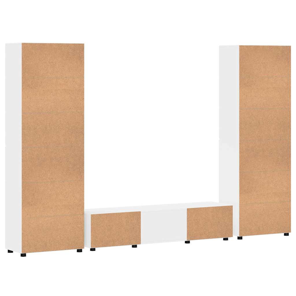 Set TV komoda s ladicama FLORIN 3 pcs Bijelo Konstruirano drvo