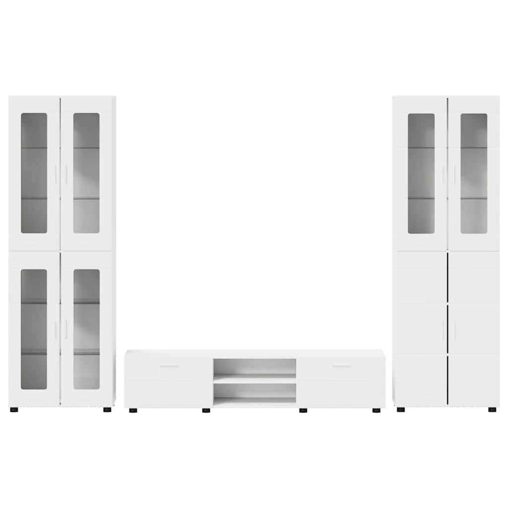Set TV komoda s ladicama FLORIN 3 pcs Bijelo Konstruirano drvo