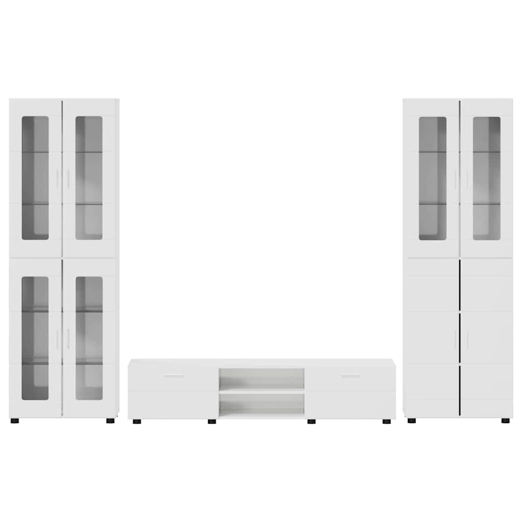 Set TV komoda FLORIN 3 pcs Visoki sjaj bijela Konstruirano drvo