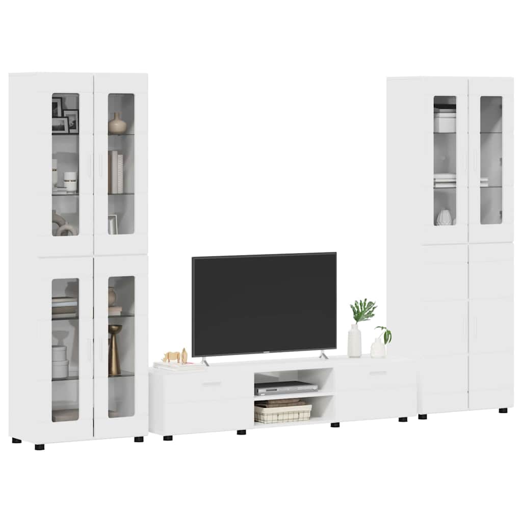 Set TV komoda FLORIN 3 pcs Visoki sjaj bijela Konstruirano drvo