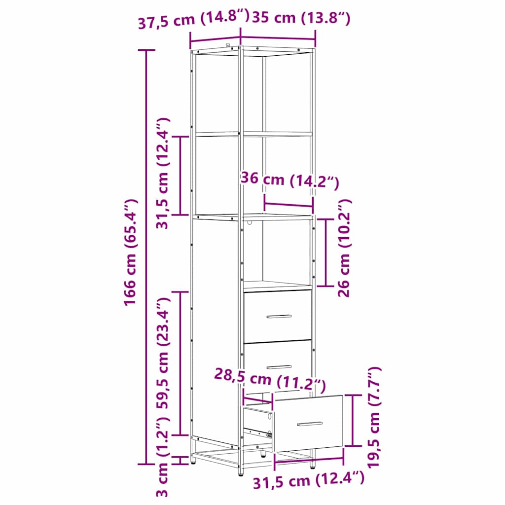 Set namještaja za kupaonicu 3 pcs Crni hrast Konstruirano drvo