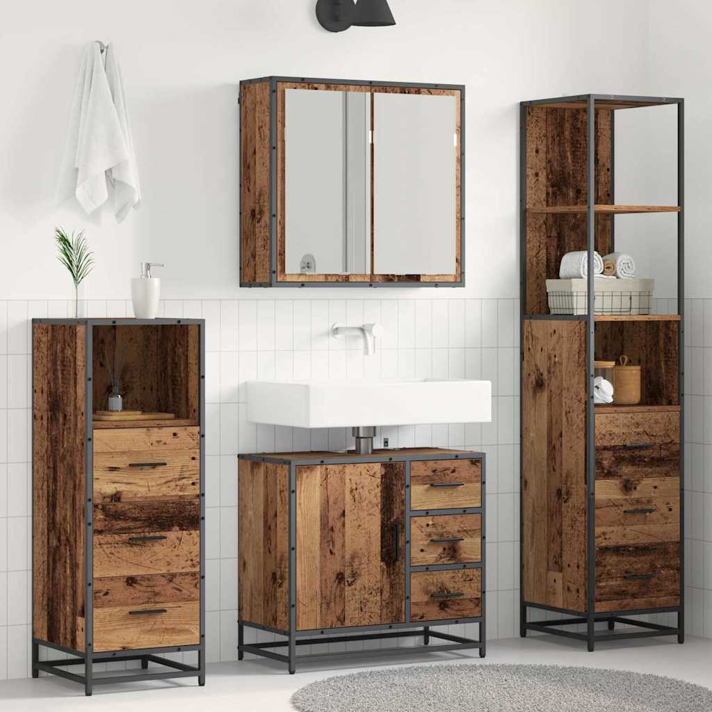 Set namještaja za kupaonicu 4 pcs Staro drvo Konstruirano drvo