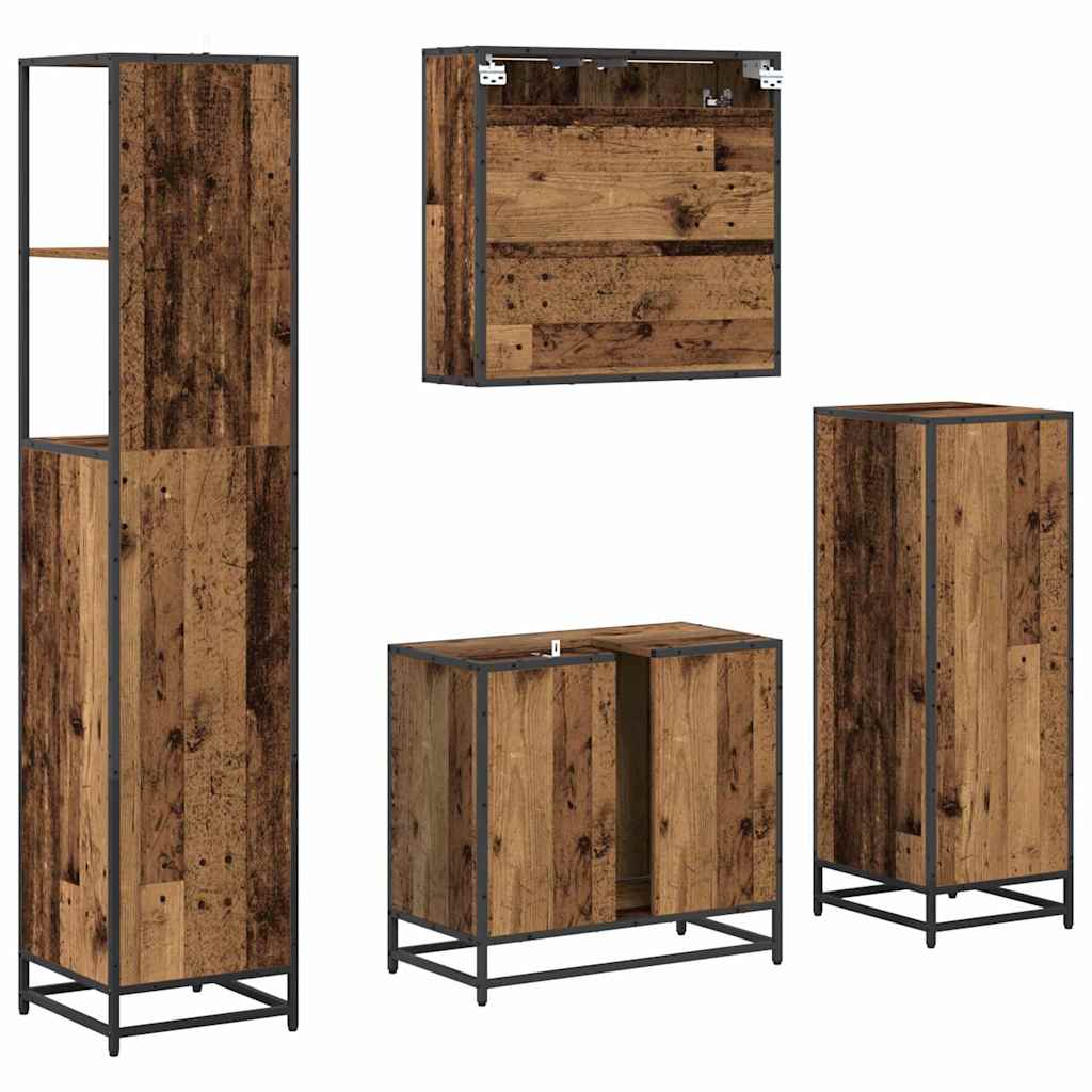 Set namještaja za kupaonicu 4 pcs Staro drvo Konstruirano drvo