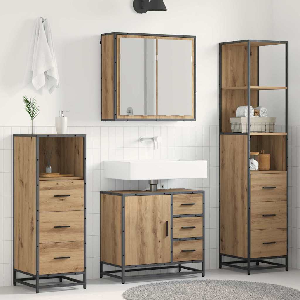 Set namještaja za kupaonicu s ladicama 4 pcs Umjetnički hrast