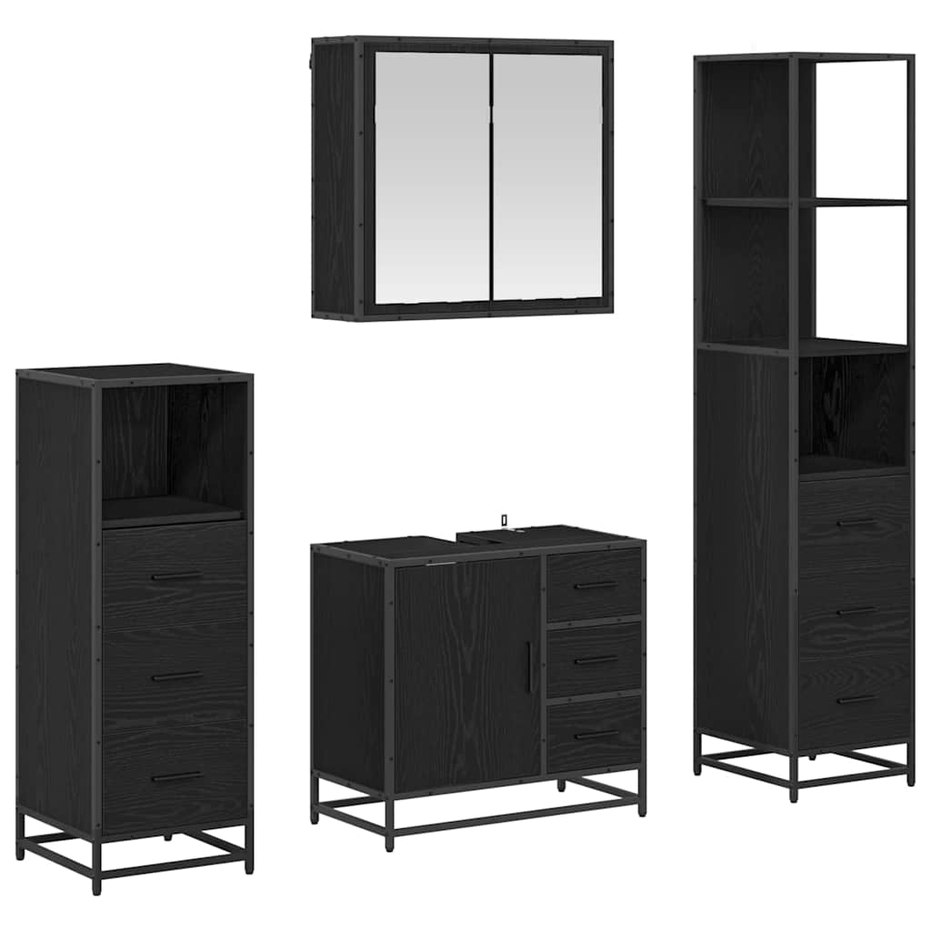 Set namještaja za kupaonicu 4 pcs Crni hrast Konstruirano drvo